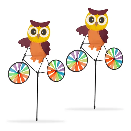 Windrad 2er Set Balkonwindspiel Spielzeugwindrad Eule Gartenwindrad Windmühle