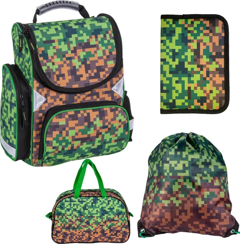 Set 4er GAME Schulranzen Ranzen mit Minecraft Motiv