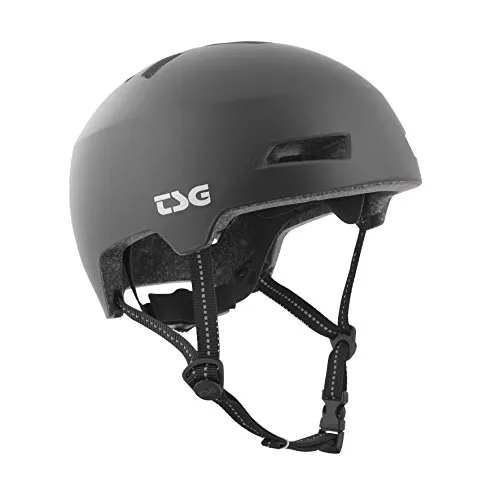 TSG Helm Status Solid Color Halbschalenhelm, Satin Black, L/XL - Fahrradhelm mit abnehmbarem LED Licht, ideal für Sicherheit und Sichtbarkeit beim Radfahren.