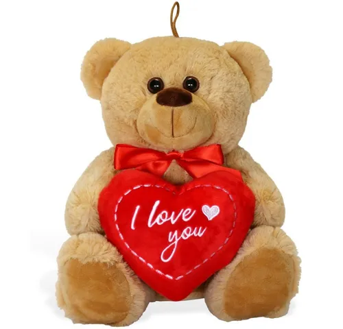 matches21 HOME & HOBBY Plüschfigur Teddybär mit Herz I LOVE YOU Plüsch-Teddy braun 25 cm (1-St), Süßes Kuscheltier als Valentinstag Liebe Geschenk