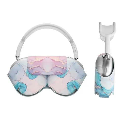 kwmobile Softe Schutzhülle kompatibel mit Apple AirPods Max Hülle - weiche Kopfhörer Tasche - Etui aus Polyester - Marmor