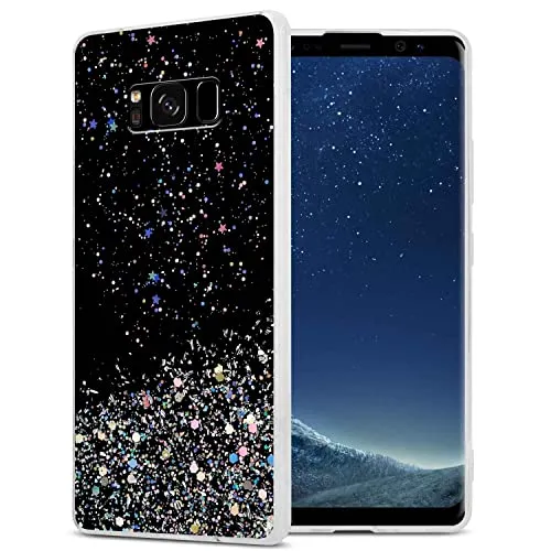Cadorabo Hülle kompatibel mit Samsung Galaxy S8 Rundumschutz TPU Silikon Case Mädchen Glitzer Strass Design Slim Kratzfest Weiche Gummi Bling Schutzhülle für Samsung Galaxy S8 in Schwarz