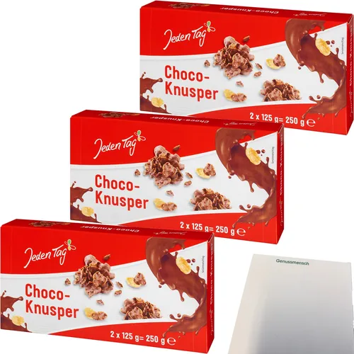 Jeden Tag Choco Knusperflakes 3er Pack 3x250g Packung usy Block