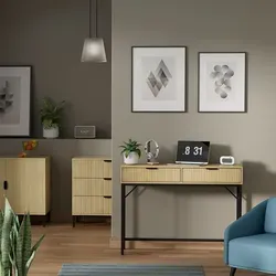 Vicco Schreibtisch Lennox, Eiche/Schwarz, 100 x 30 cm mit 2 Schubladen