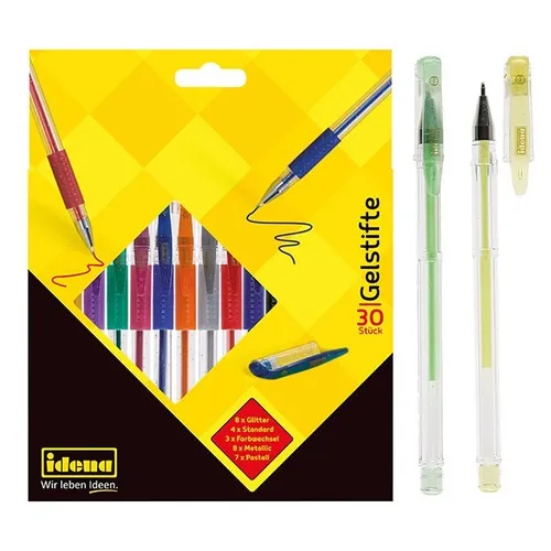 idena 30 Gelstifte 8 Glitter 4 Standard 3 Farbwechsel 8 Metallic 7 Pastell