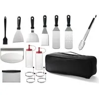 Buschbeck Plancha-Set 16-teilig, pflegeleichtes Edelstahl - Umfangreiches Grillzubehör-Set für perfekte Plancha-Ergebnisse: inkl. Grillwender, Zange und Burger Smasher, alles in praktischer Tasche.