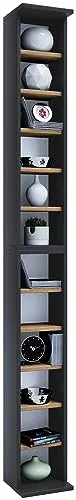 VCM Holzregal Bigol - Platzsparender CD und DVD Schrank - Standregal für 204 CDs oder 72 DVDs, elegantes Holzdesign und kompakte Maße (H. 180 x B. 21 x T. 20 cm) für jeden Wohnraum.
