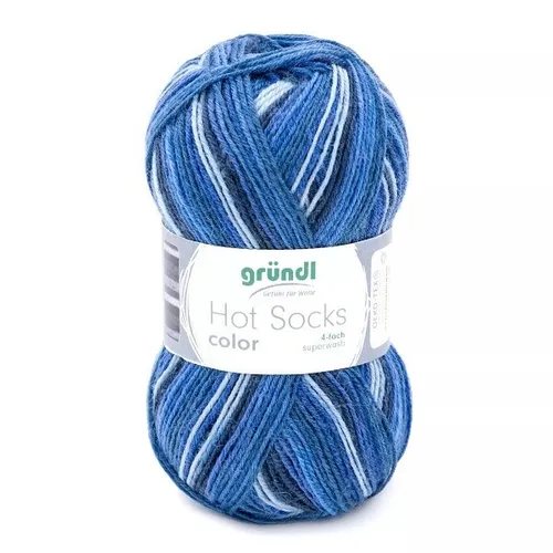 GRÜNDL WOLLE HOT SOCKS COLOR OCEAN 50 g SOCKENWOLLE 100G/5,98€