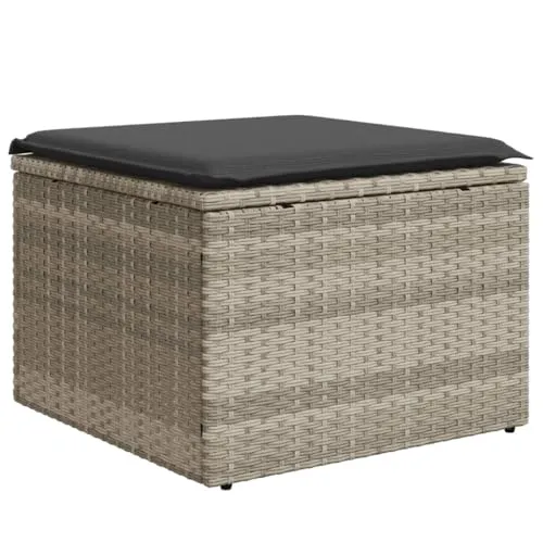 vidaXL Gartenhocker mit Kissen aus Poly Rattan von vidaXL