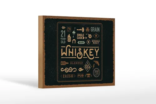 Holzschild Spruch Whiskey Alkohol blended irish pub 18x12 cm Schild