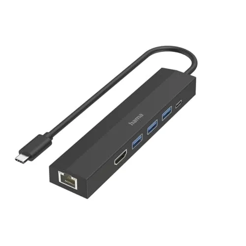 Hama USB-Hub 6 Ports - 3x USB-A, USB-C, HDMI & LAN, Ultra HD 4K, ideal für schnelle Datenübertragung und vielseitige Anschlussmöglichkeiten