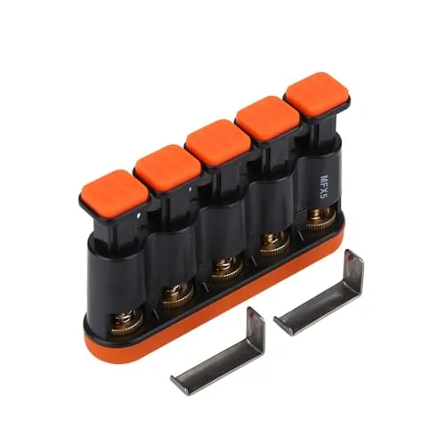 Einstellbarer Fingertrainer, Handtrainingsgerät für Gitarre, Trompete und Klavier(Orange)