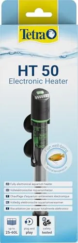 Tetra HT Heater 50 Electronic - 50 W Aquarienheizer - Sonstiges Aquarienzubehör mit vollelektronischer Temperaturregelung, ideal für Aquarien von 25 bis 60 L, sorgt für präzise Wassertemperatur und Sicherheit durch hitzebeständiges Glas und Sicherheitsabschaltung.