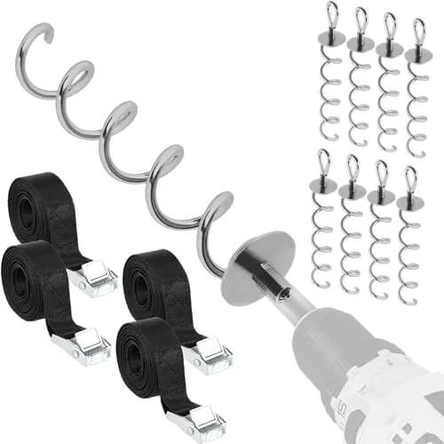 NewHabitat 8X Erdanker Set aus Stahl mit Gurten - Sonstiges Gartenmöbelzubehör - Stabile und sichere Verankerung für Trampoline, Zelte und Schaukeln mit 5 Jahren Garantie und einfacher Installation.