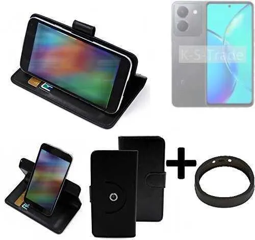 360° Schutz Hülle für Vivo Y36t + Bumper Wallet Case Universal schwarz Kunstl