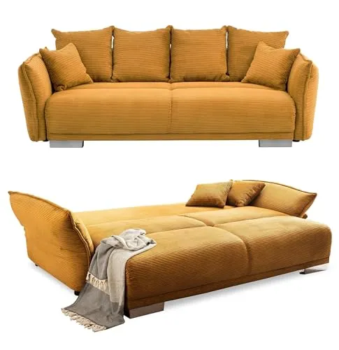 Big Sofa 242x131 cm mit Schlaffunktion in orange von luma-home Schönes für Dein Zuhause