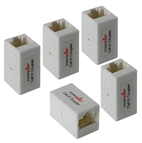 Poppstar 5X Adapter RJ45 Kupplung Cat6 (2X Buchse, 8-polig, geschirmt), Ethernetkabel Verbinder - Netzwerkkoppler für Patchkabel, DSL LAN Kabel, Netzwerkkabel, Modular UVM.