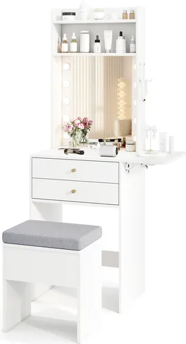 Schminktisch Set mit LED-Beleuchtung und Hocker von Costway