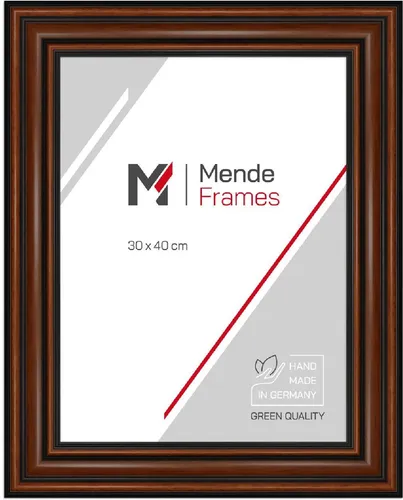 MendeFrames Holzrahmen H017 Nussbaum 40x60 cm - Eleganter Wechselrahmen aus hochwertigem Holz im antiken Stil. Ideal für Ihre Bilder, mit Klarglas und stabiler Aufhängung für eine einfache Präsentation.