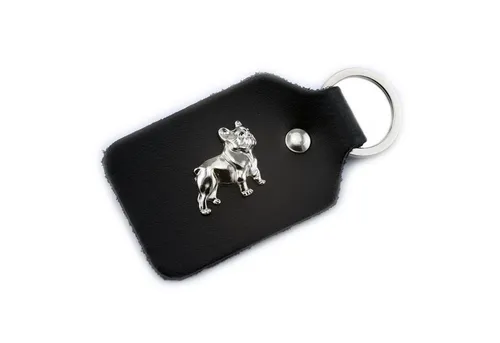 Monkimau Schlüsselanhänger Set Französische Bulldoggen Schlüsselanhänger aus Leder
