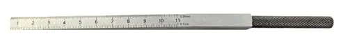 WRS Präz.-Messkeil aus Stahl, mattverchromt, Messbereich 0,5-11 mm, 110 mm lang, Ablesung: unten 0,1 mm/oben 0,05 mm, Skala gelasert, im Etui