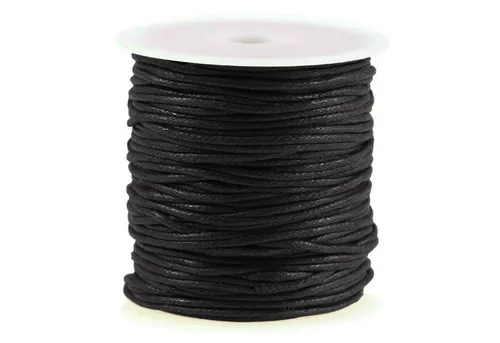 maDDma Kordel 50m gewachste Baumwollschnur / Wachsschnur 2mm, Schmuckschnur, schwarz