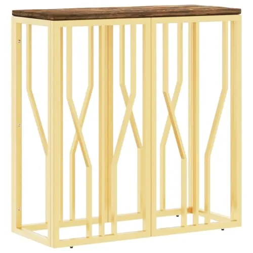 vidaXL Konsolentisch Golden Edelstahl und Altholz Massiv in gold von vidaXL