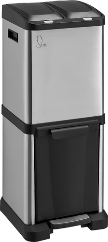 SVITA Mülltrennsystem 3XCombo, 32L - Haushaltszubehör mit 3 Inneneimern und Fußtrittmechanismus, ideal für müheloses Mülltrennen und pflegeleicht.