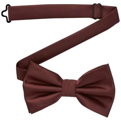 DonDon Fliege Herren handgefertigt Seiden-Look 12 x 6 cm Fliege Aubergine