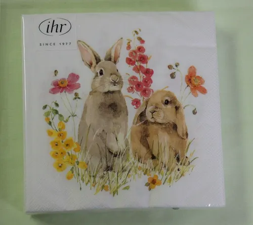 Packung 20 Servietten zwei niedliche Hasen Motivservietten IHR Tiere Frühling 1