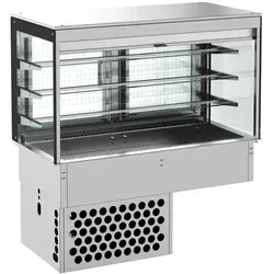 Combisteel Einbau-Kühlvitrine mit eckigem Glasaufbau und Rollo GN3/1