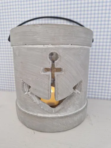 Windlicht Maritim Anker Beton mit Henkel 13,5 x Ø14,5cm