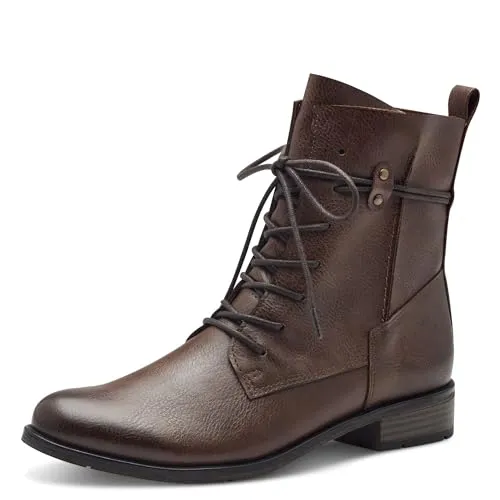 MARCO TOZZI Damen Stiefelette 2-25110-29, Braun - Größe 36 - Stylische Stiefelette mit schaftumspielender Schnürung, ideal für Herbst- und Winterlooks. Bequemes Textil-Innenfutter und modischer 3 cm Absatz.