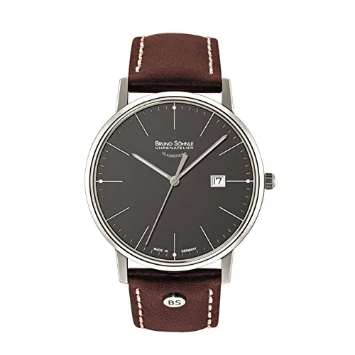 Bruno Söhnle Stuttgart I Big Herren-Armbanduhr - Elegante Armbanduhr mit Quarzwerk, Saphirglas und hochwertigem Lederarmband, ideal für stilbewusste Männer. Wasserdicht bis 5 bar und präzise gefertigt in Glashütte.