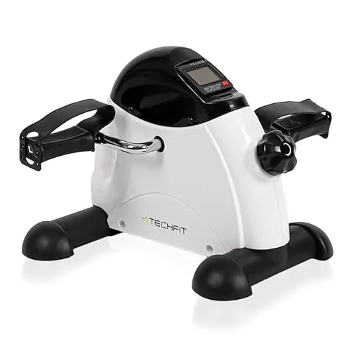 TechFit Mini-Heimtrainer Klappbar mit LCD-Display für Arme und Beine, Pedaltrainer mit Multi-Level-Widerstand, Fixiergurt, 35x43x22cm, 3,8kg, Ideal für Senioren, Büro und Zuhause
