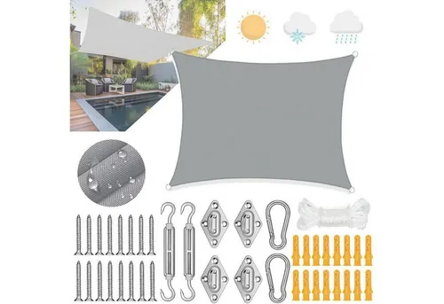Sonnensegel Rechteckig 2x3m mit UV-Schutz 98% in Grau
