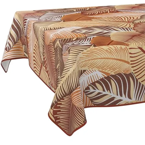 ANRO Wachstuchtischdecke Wachstischdecke Wachstuch Tischdecke abwaschbar Gartentischdecke Wasserabweisend 140x140cm mit Saum (Eingefasst) Floral Blätter Laube Rot