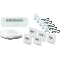 Set Fußbodenheizung für 5 Räume - Umfassendes Set für die individuelle Raumtemperaturregelung: inklusive Smart Home Heizaktor, motorischen Stellantrieben und Wandthermostaten für optimalen Komfort.