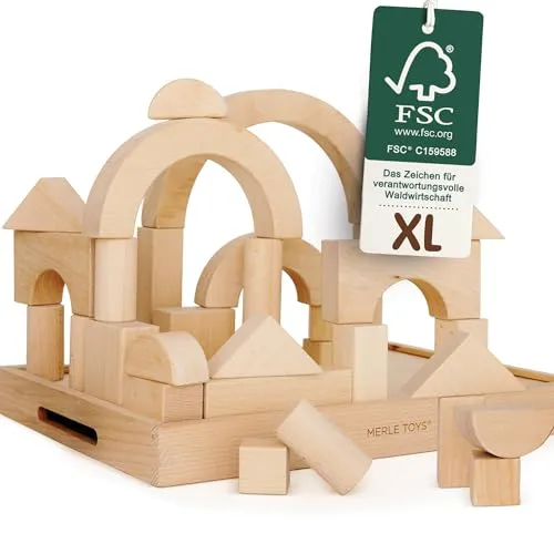 Merle Toys® Premium Holzbausteine Natur von Merle Toys