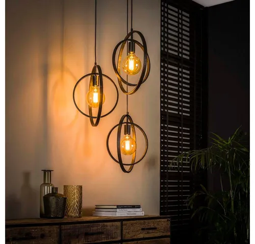 famlights Pendelleuchte famlights, Pendelleuchte Henrik in Grau E27 3-flammig