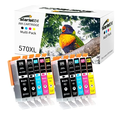 Starlet24 Kompatibel Druckerpatronen für Canon PGI-570 CLI-571 XL, Tintenpatrone für Pixma MG5700 MG5750 MG5751 MG6800 MG6850 MG7750 TS5000 TS5050(2 PGBK 2 Schwarz 2 Cyan 2 Magenta 2 Gelb)