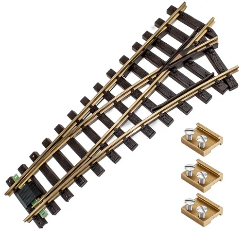 Weiche rechts Messing Radius 90 cm + Verbinder kompatibel Spur-G Gleisbau Anlage