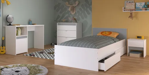 Parisot Jugendzimmer-Set Pirouette – Komplett-Set 4-teilig in Weiß mit Grau oder Rosa