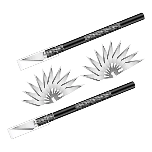 Stück Bastelmesser,Skalpell Set mit 20 Ersatzklingen,Schnitzmesser Hobbymesser und Schutzkappe für DIY Skulpturen und Kunstwerke (Schwarz) 2