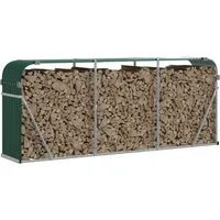 vidaXL Kaminholzunterstand - Feuerfestes Brennholzregal mit Haken - Aschesauger: Robustes Kaminholzregal aus verzinktem Stahl für sichere und belüftete Holzlagerung im Garten, ideal für Kamin- und Holzofenbesitzer.