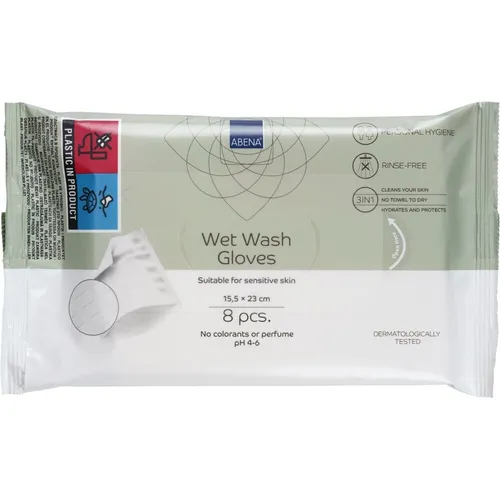 ABENA® Waschhandschuhe feucht, farbstofffrei 1999914717 - Arzneimittel: Feuchtigkeitsspendende, weiche Waschhandschuhe, ideal für die Pflege - undurchlässig für Flüssigkeiten und Bakterien, können erwärmt werden für zusätzlichen Komfort.