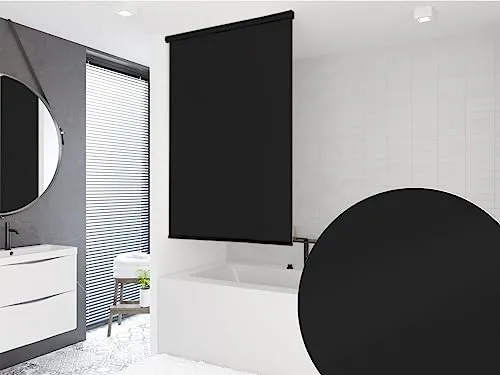 probath HALB Kassetten DUSCHROLLO Modell Uni SCHWARZ 7 Breiten ZUR Wahl (160x240 cm)