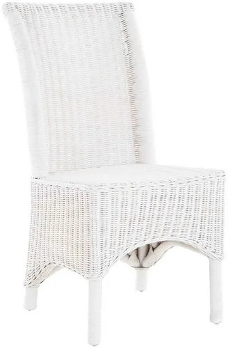 Krines Home Rattan Esszimmerstuhl mit hoher Rückenlehne in weiß von Krines Home