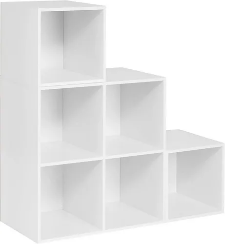 Woltu Bücherregal 1-tlg. mit 6 Fächern, modern und robust - Bücherschränke, modernes Design mit 6 festen Fächern und bis zu 60 kg Belastbarkeit, ideal für Bücher und Deko, einfache Selbstmontage.