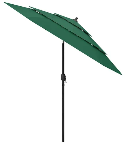 vidaXL Sonnenschirm mit Aluminium-Mast 3-lagig Grün 2,5 m
